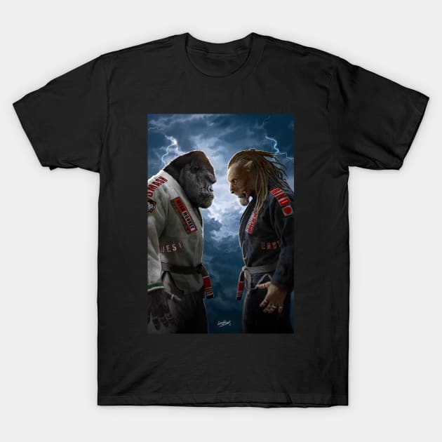 East vs. West T-Shirt by Ground Shark